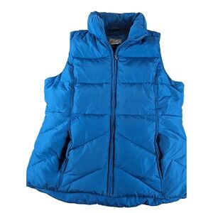 SJB Active Puffer Vest Womens Medium Blue Full Zip Down Insulation Winter Fleece